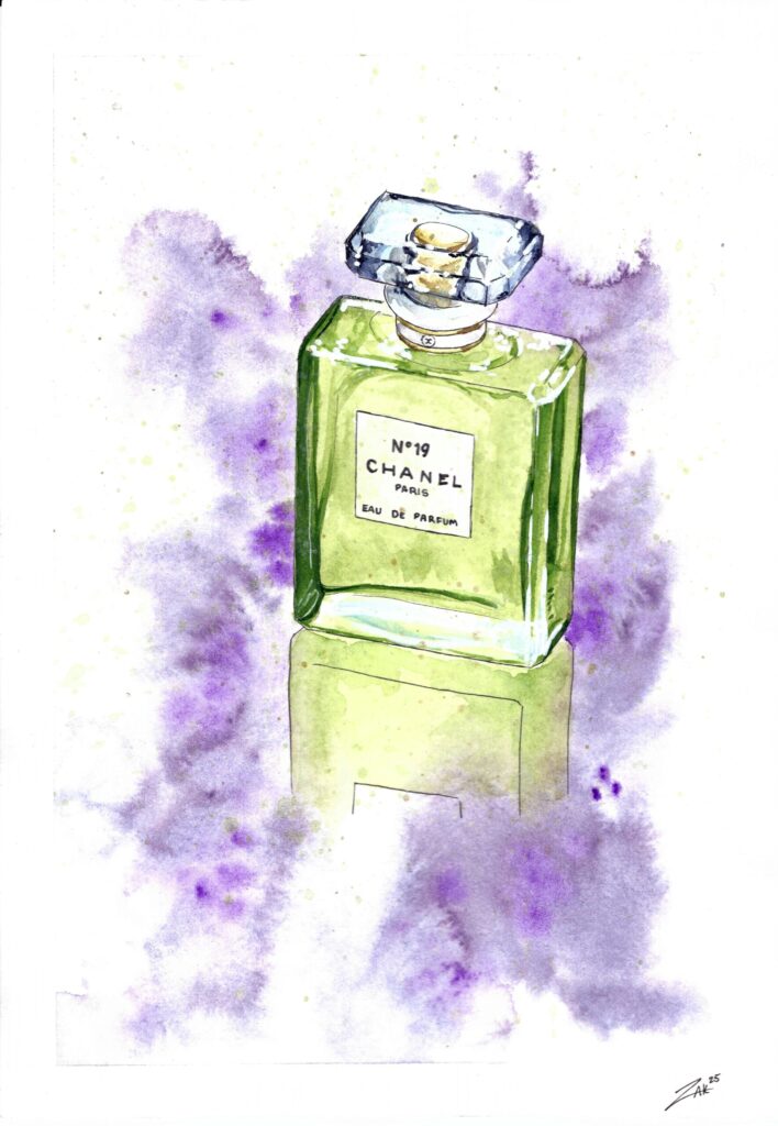 Watercolor Painting of Chanel No. 19